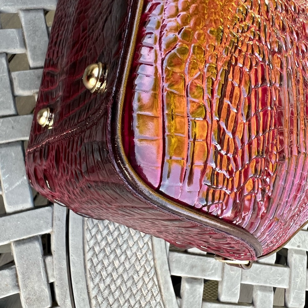 Brahmin Hudson Wine Granada Leopard Satchel - Picture 12 of 16